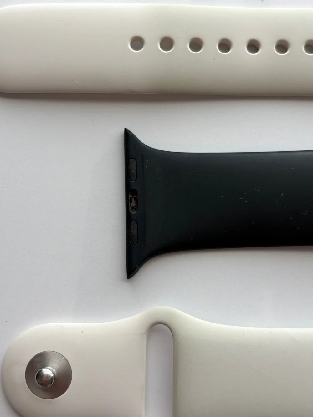 Genuine Apple Black and blush pink Silicone sports Apple Watch Bands 45 46mm M/L